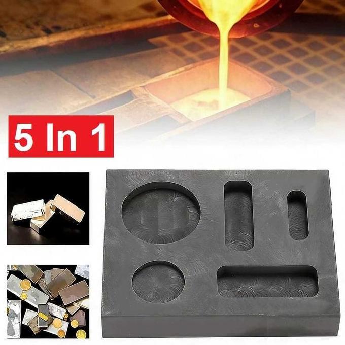 SWASAGARA Graphite Ingot Mould 5 In 1 Cetakan Ingot Grafit High Density Emas Silver Aluminium Kaca B