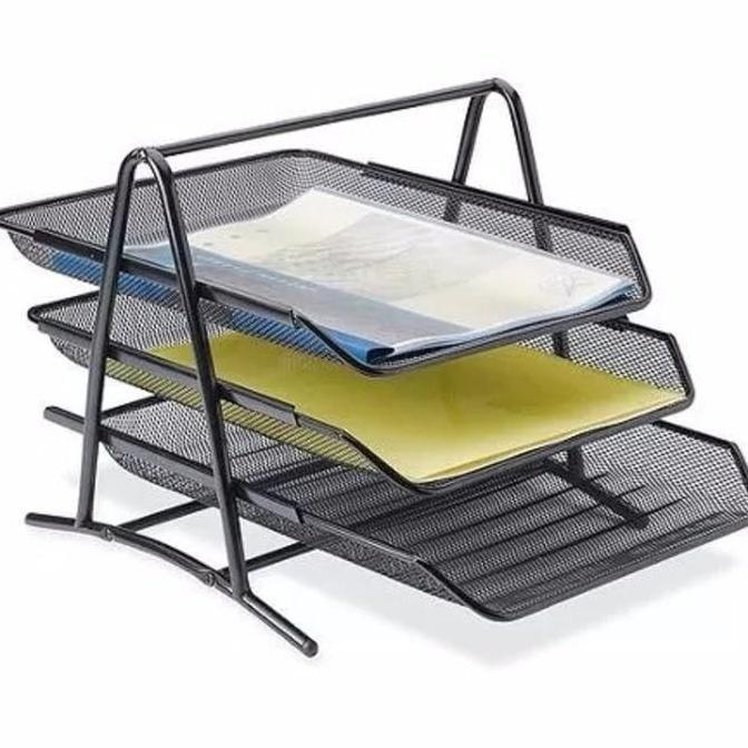 Rak Surat 3 Susun Besi rak kertas rak dokumen Meja Desk Kantor terlaris