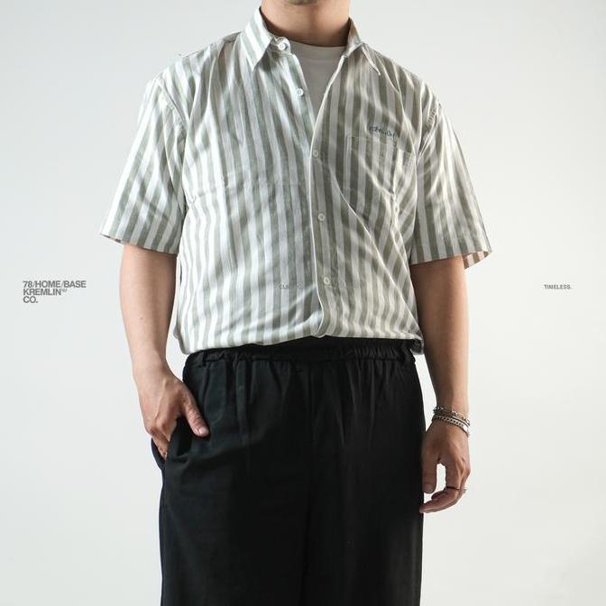 Kremlin Shirt Kemeja Salur Pinstripe Green - Regular - Lowkey