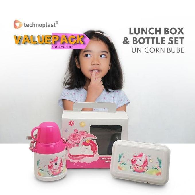 Technoplast Unicorn Bube Value Pack Set Tempat Makan & Minum