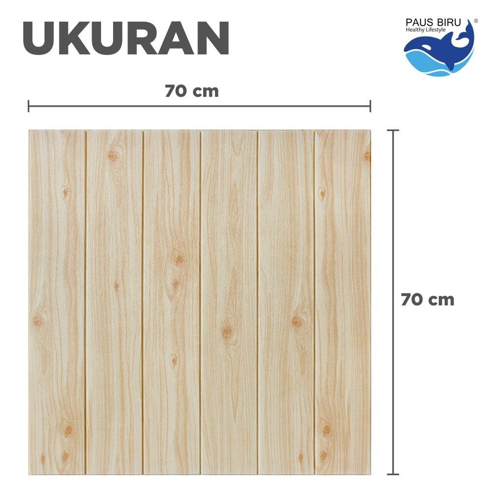 ORIGINAL Paus Biru - Wallpaper dinding 3d motif kayu wood foam 70x70cm / wallfoam motif kayu