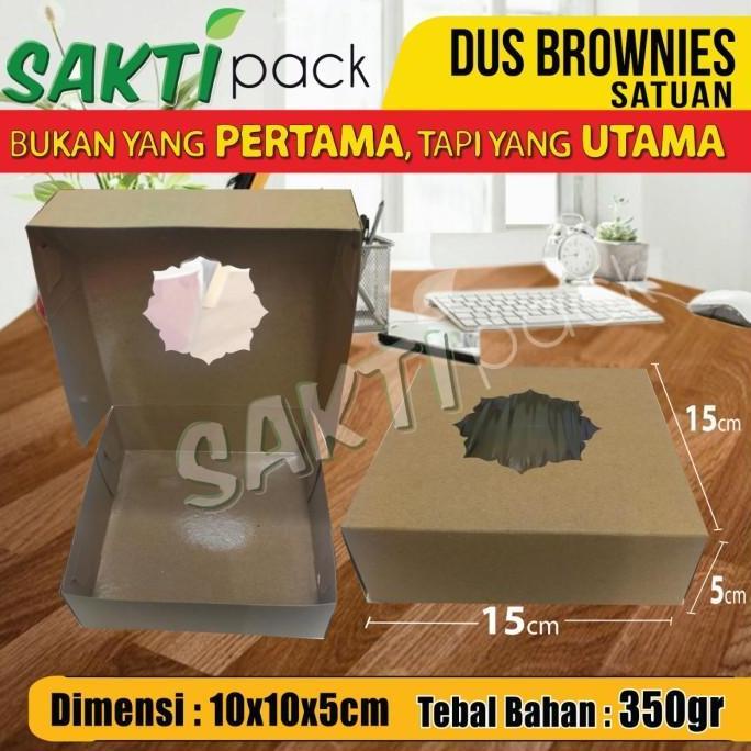 dus brownies | dus kue uk 15 x 15 x 5 , kraft 350, laminasi plastik