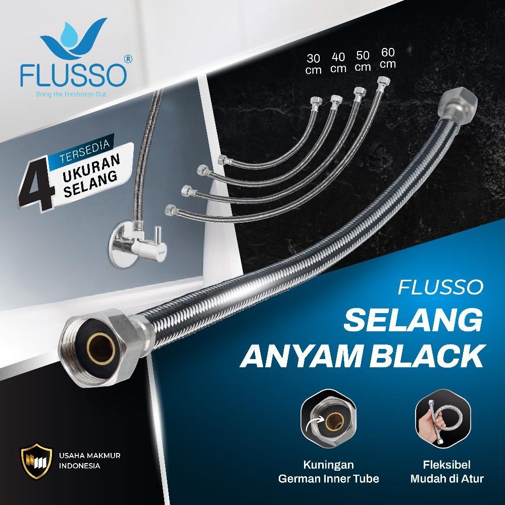 TERBARU FLUSSO Selang Anyam Black Air Panas Dingin Selang Water Heater Original
