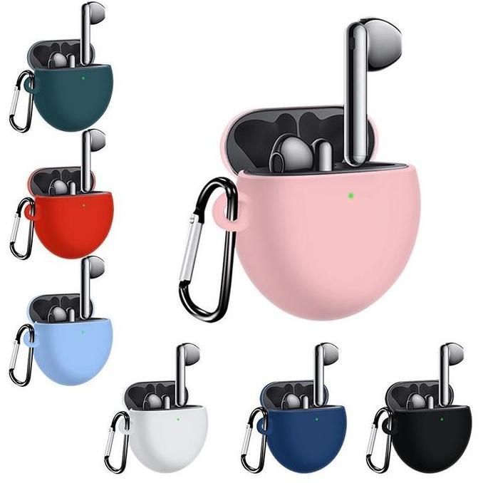 Soft Case Silikon Kompatibel Untuk TWS Huawei Freebuds 4 + carabiner