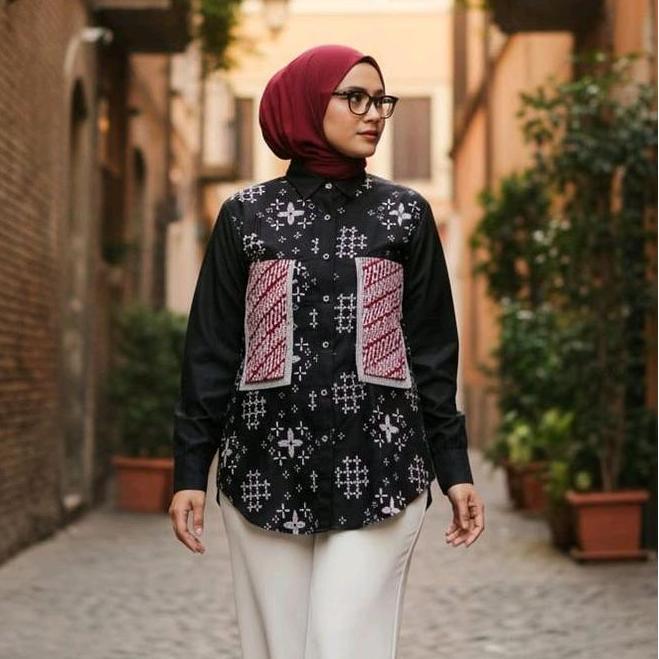 Saiara Kemeja Batik Saiara Kemeja Batik Zemima Hitam