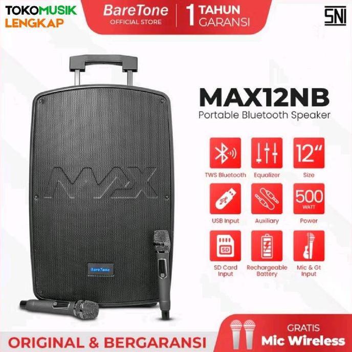 HARGA DISC - Speaker Portable Baretone MAX12NB Speaker Baretone MAX 12NB 12 Inch Bluetooh Garansi