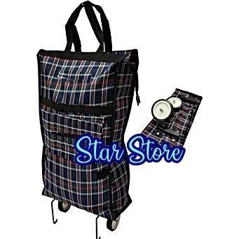 BERKUALITAS - Tas Keranjang Belanja Lipat Praktis Roda 2