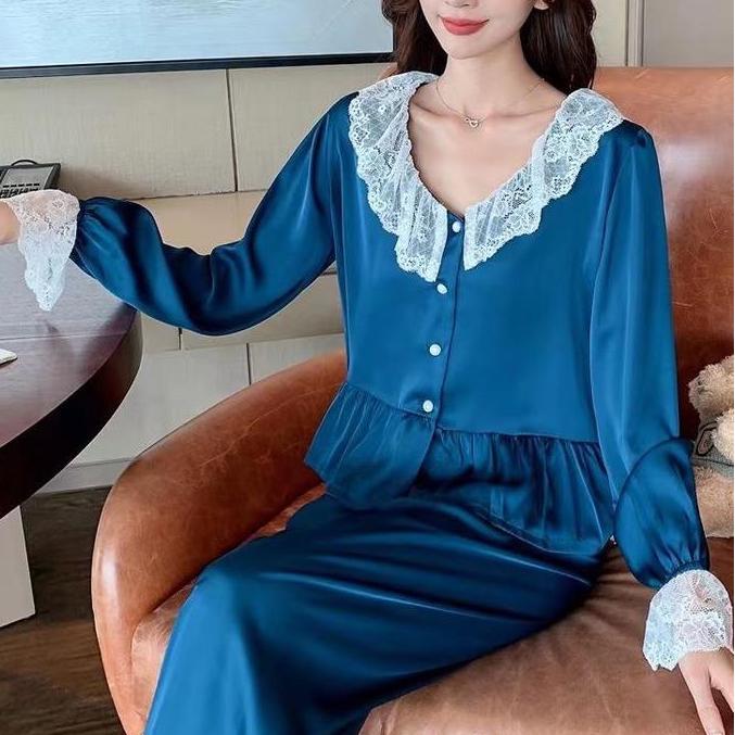 Markas Fashion99 Piyama Satin Panjang Wanita Dewasa Murah Satin Setelan Baju Celana Pink Salur Tidur