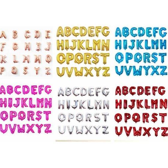 Grosir Balon Foil Huruf Abjad Letter Angka Silver Gold Emas Perak