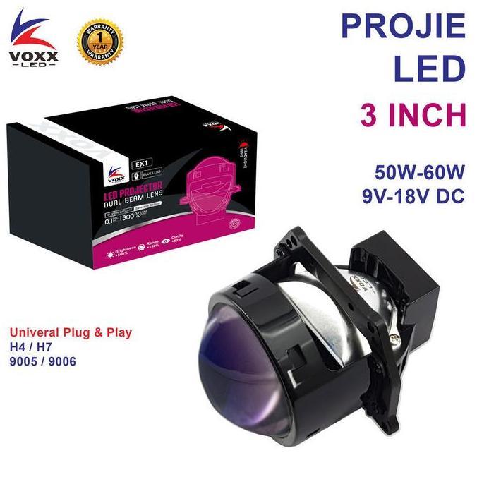 GRATIS ONGKIR - VOXX LED Projie LED 3 Inch 60W Blue Lens Projector LED Laser 3.0" VOXX EX1 Lensa Bir