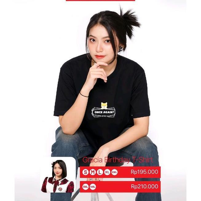 Kaos Birthday T Shirt Shania Jkt48 Hitam T-Shirt Gracia 2024 -