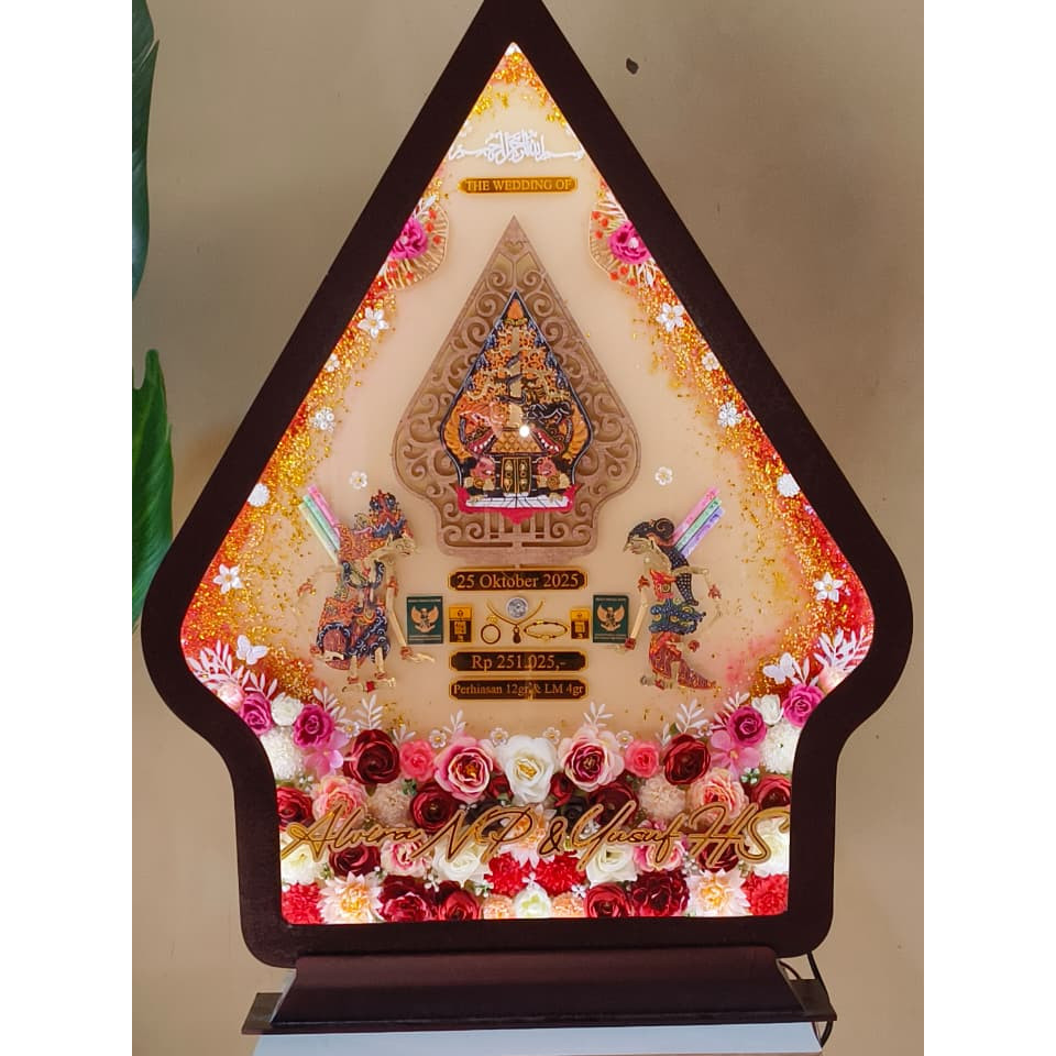 mahar wayang, mahar resin, mahar gunungan, mahar gunungan wayang, mahar akrilik, mahar nikah, mahar 