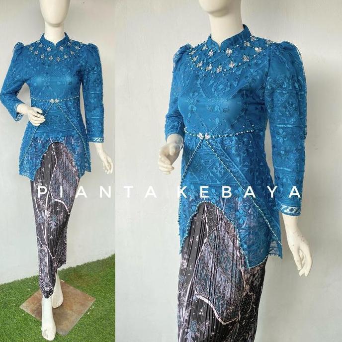Kebaya Lavanya Tille Payet Bahan Tille Bordir Premium Furing Kaos Hyget Full Tille Mewah Kerah Sangh