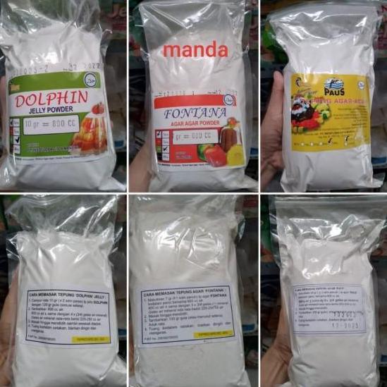 Agar-agar powder bubuk jelly putih plain COD Dolpin Fontana Paus 1kg