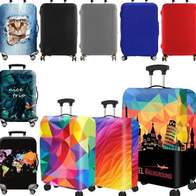 Cover Sarung Koper Travel Motif Polos Suitcase Size 18 20 22 24 26 28 30 32 Inch