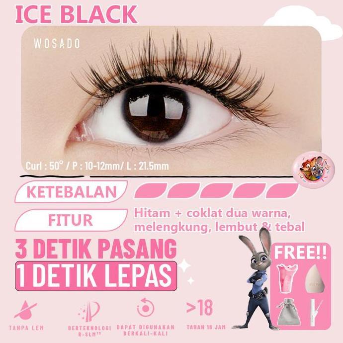 SUPER HEMAT - (ICE BLACK) ZOOTOPIA X WOSADO Bulumata Magnetic Bulumata BOLD Eyelash Extention