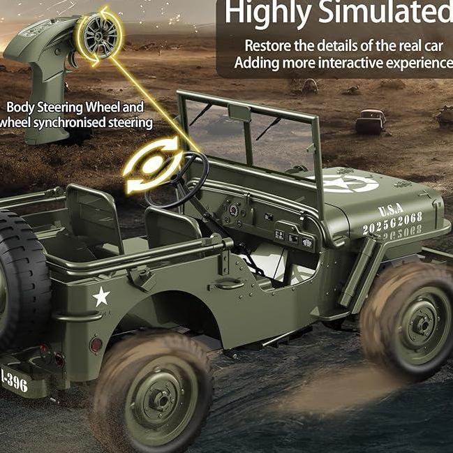 DISKON RC JEEP 1/10 SCALE WILLYS HOBBY RC CAR OFF-ROAD MILITARY CRAWLER