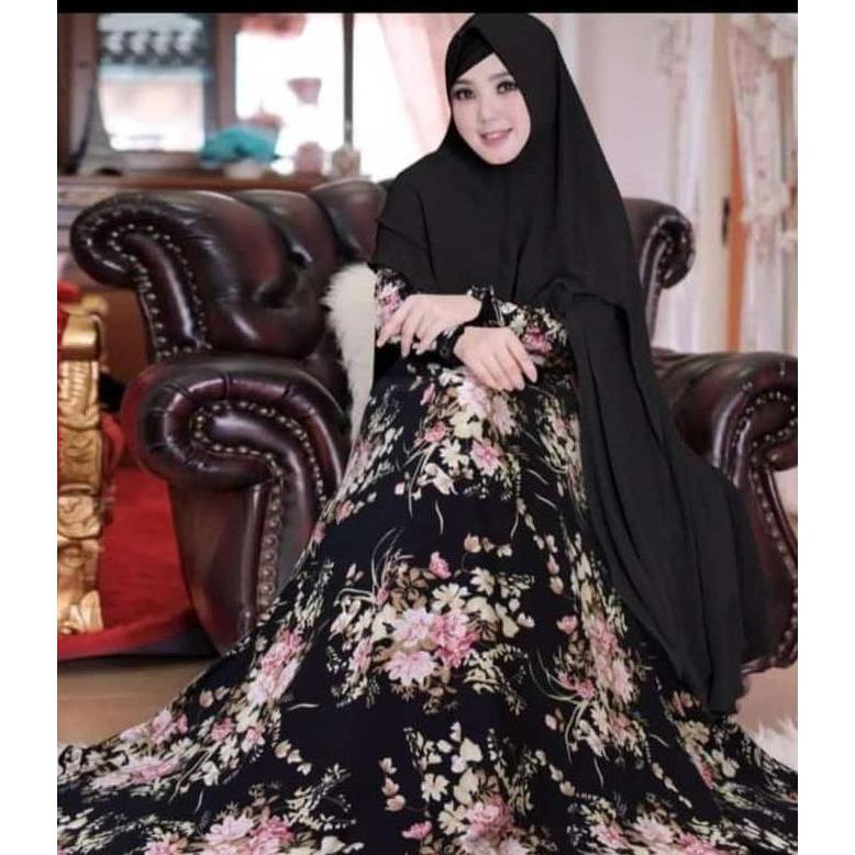 New Bebydoll Gamis Premium Bangkok Set Khimar Seruty Bahan Monalisa Premium 2 Layer Cocok Untuk Pest