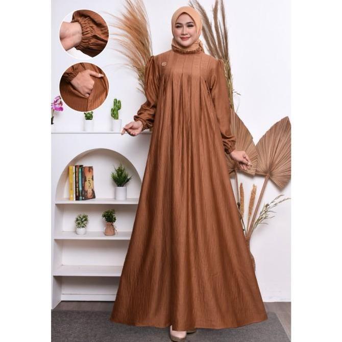 New Gamis Kondangan Cringkle Silk Sutra Premium Dress Pesta Mewah Standar Jumbo Promo Lebaran