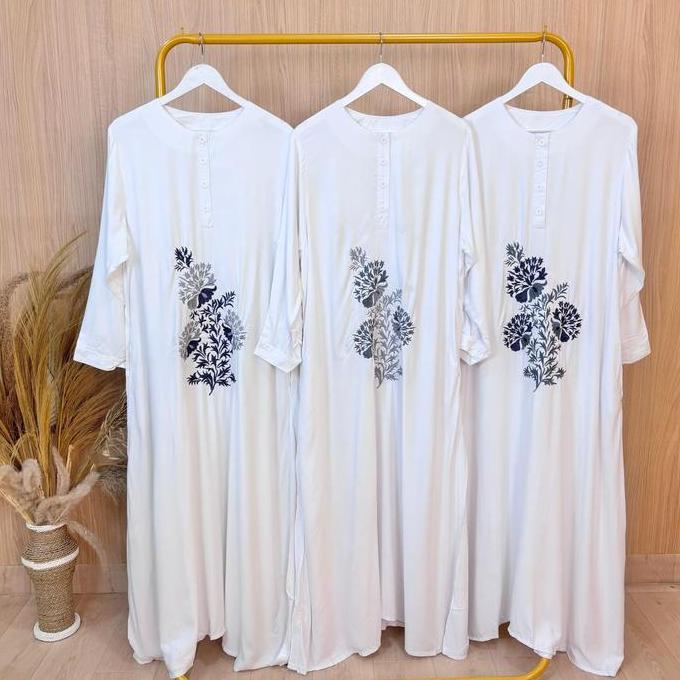 New Gamis Putih Jumbo Ld 120 Cm Model Bordir Kekinian Promo Lebaran
