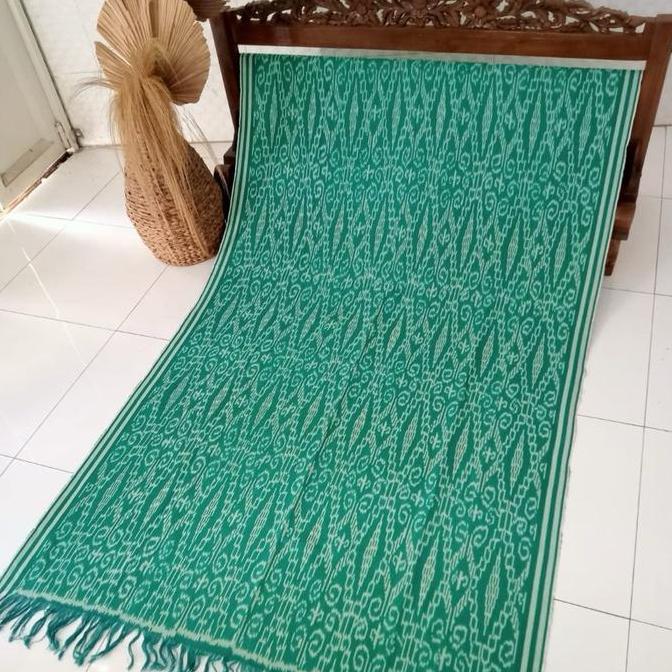 KAIN TENUN IKAT BLANGKET ETNIK PREMIUM KAIN TENUN TROSO JEPARA BAHAN BAJU PAKAIAN WARNA DASAR HIJAU 