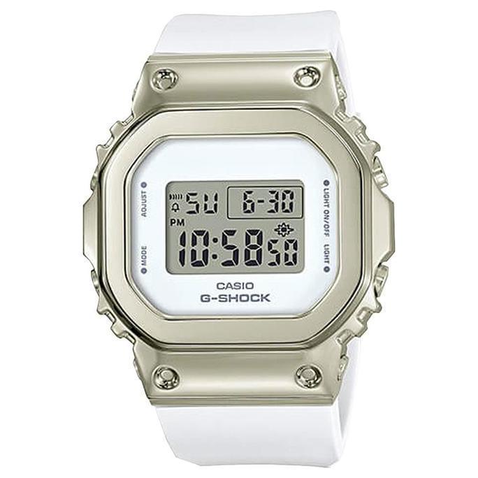 Jam Tangan Wanita Casio G-Shock GM-S5600G-7DR S Series Metal Square Ladies Digital Dial White Resin 