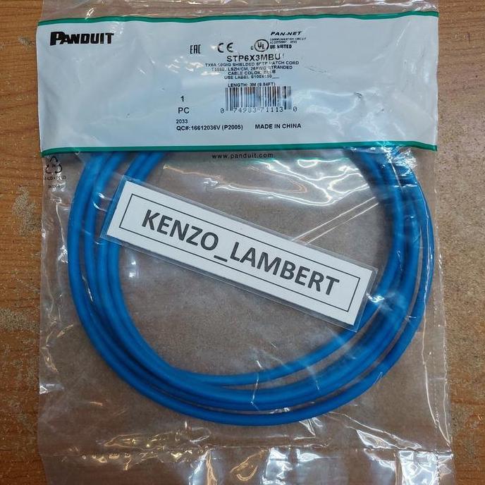 PATCH CORD PANDUIT CAT 6A STP LSZH 10GB 3 METER STP6X3MBU STP PANDUIT