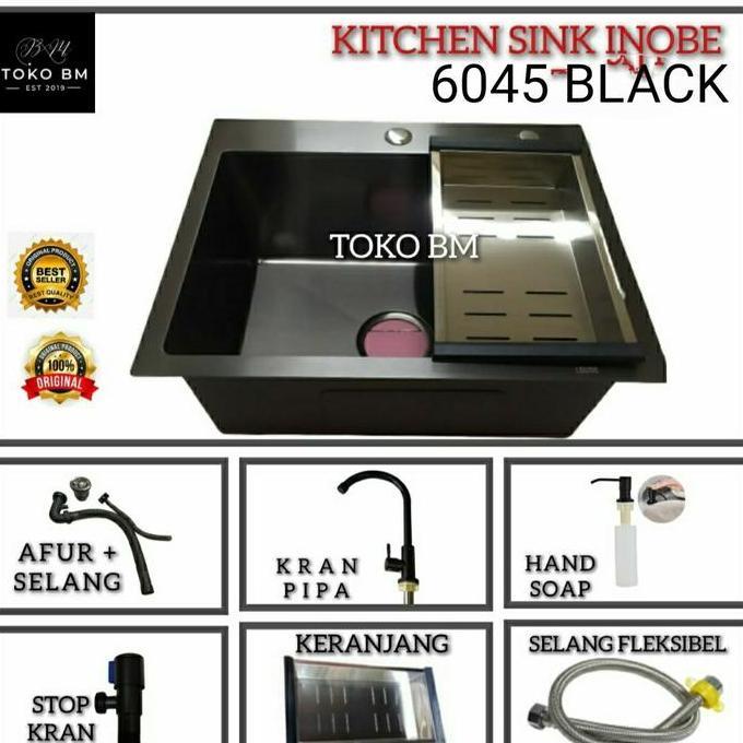sink inobe 6045 hitam doff/paket sink inobe 6045 hitam doff