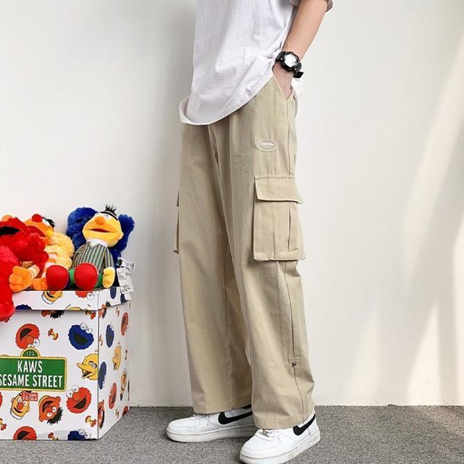 Celana Cargo Celana Hitam Kargo Pria Gombrong Panjang