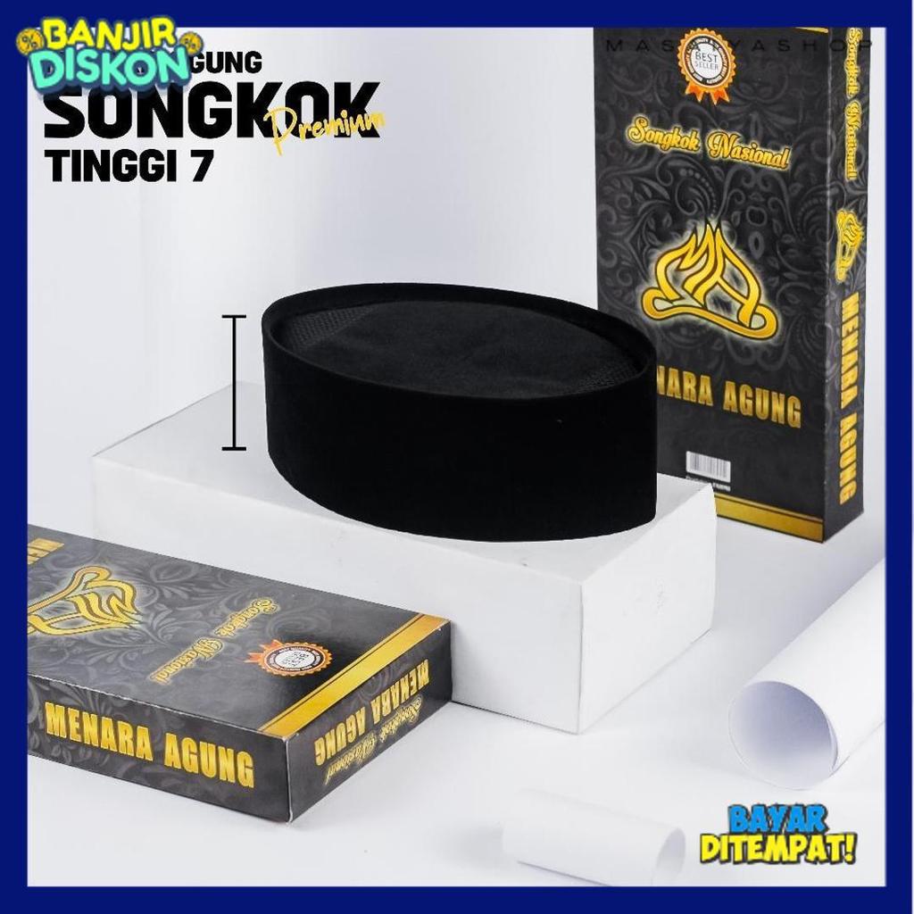 Terlaris Peci Songkok Hitam Ac Tinggi Pendek 7,8 ,9 Cm Bahan Beludru Premium Ukuran Anak Dan Dewasa