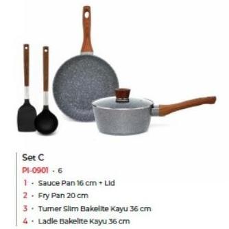 Cyprus Marble Set Paket Panci Sauce Pan Fry Pan Sutil Ladle PI 0901