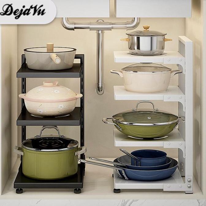 DEJAVU Rak Dapur Bawah Meja Rak Panci Rak Susun Stainless Wajan HRM159
