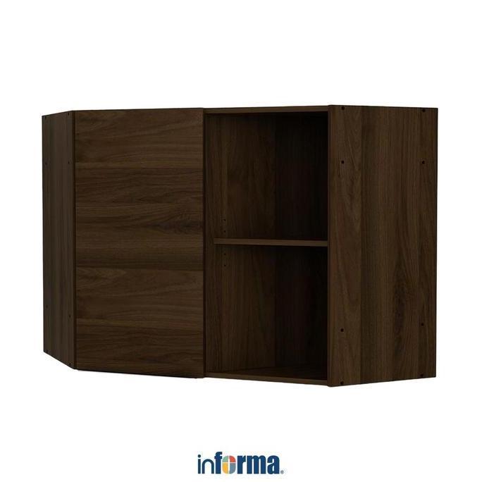 Informa Prescoot Kabinet Sudut Dinding Dapur - Cokelat Walnut Rak Gantung Lemari Tempat Penyimpanan 