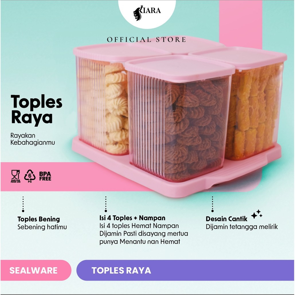 Cjp Kiara - Toples Raya Toples Lebaran Minimalis Plastik Set Nampan Free Gift Box Tempat Penyimpanan