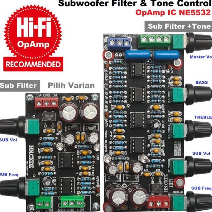 HIFi 2.1 Stereo+Subwoofer Pre-Amplifier Bass Tone Control LFE Filter
