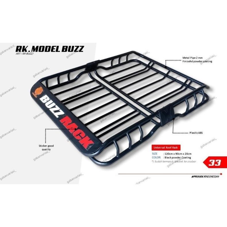 FREE ONGKIR ROOF RACK / RAK BAGASI ATAS MOBIL BESI MODEL BUZZ RACK UNIVERSAL