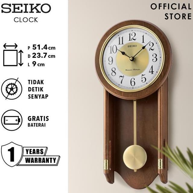 Jam Dinding Seiko Clo Qxh073B 23.7Cm Gold White Dial Chiming Wal