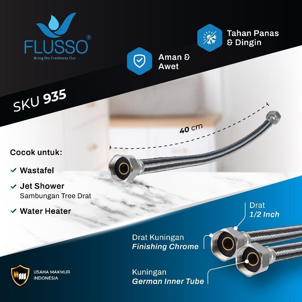 NEW FLUSSO Selang Anyam Black Air Panas Dingin Selang Water Heater Original