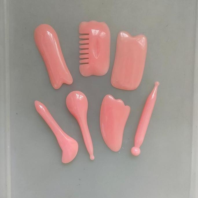 >*>*>*>*] TCM gua sha set isi 7 guasha kerikan pijat refleksi totok meridian akupresur pijat wajah b