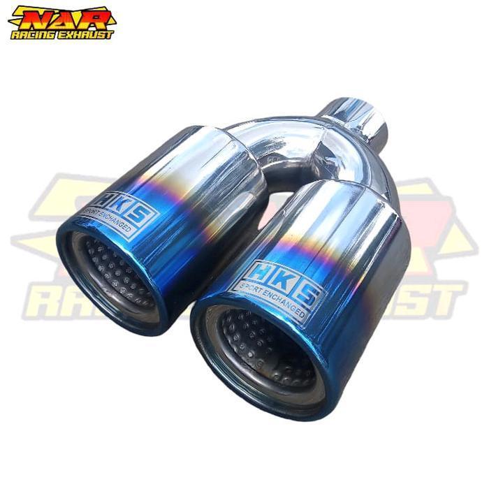 Knalpot Hks Cabang 2 Stainless Tipe Bas Gahar Universal Muffler Original Dan Terpercaya
