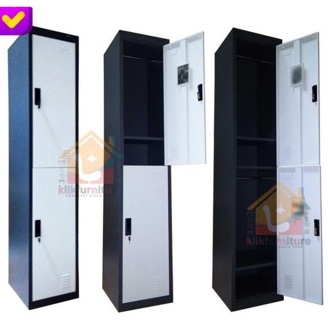 Loker Full Besi Locker Besi 2 Pintu + Gantungan Pakaian Baju LK002
