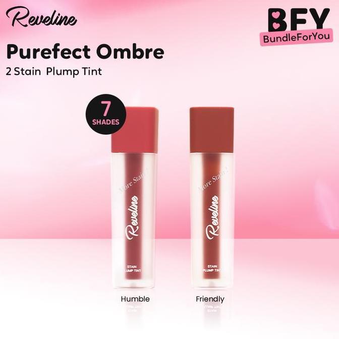 Reveline Liptint Ombre HUMBLE + FRIENDLY, 2 pcs (3,5ml) | Stain Plump Tint Purefect Ombre
