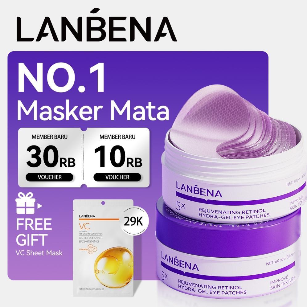 NEW [HALAL] LANBENA Masker Mata Retinol Youthful (60Pcs/30Pairs) - Mencerahkan Mata Panda dan Kantun