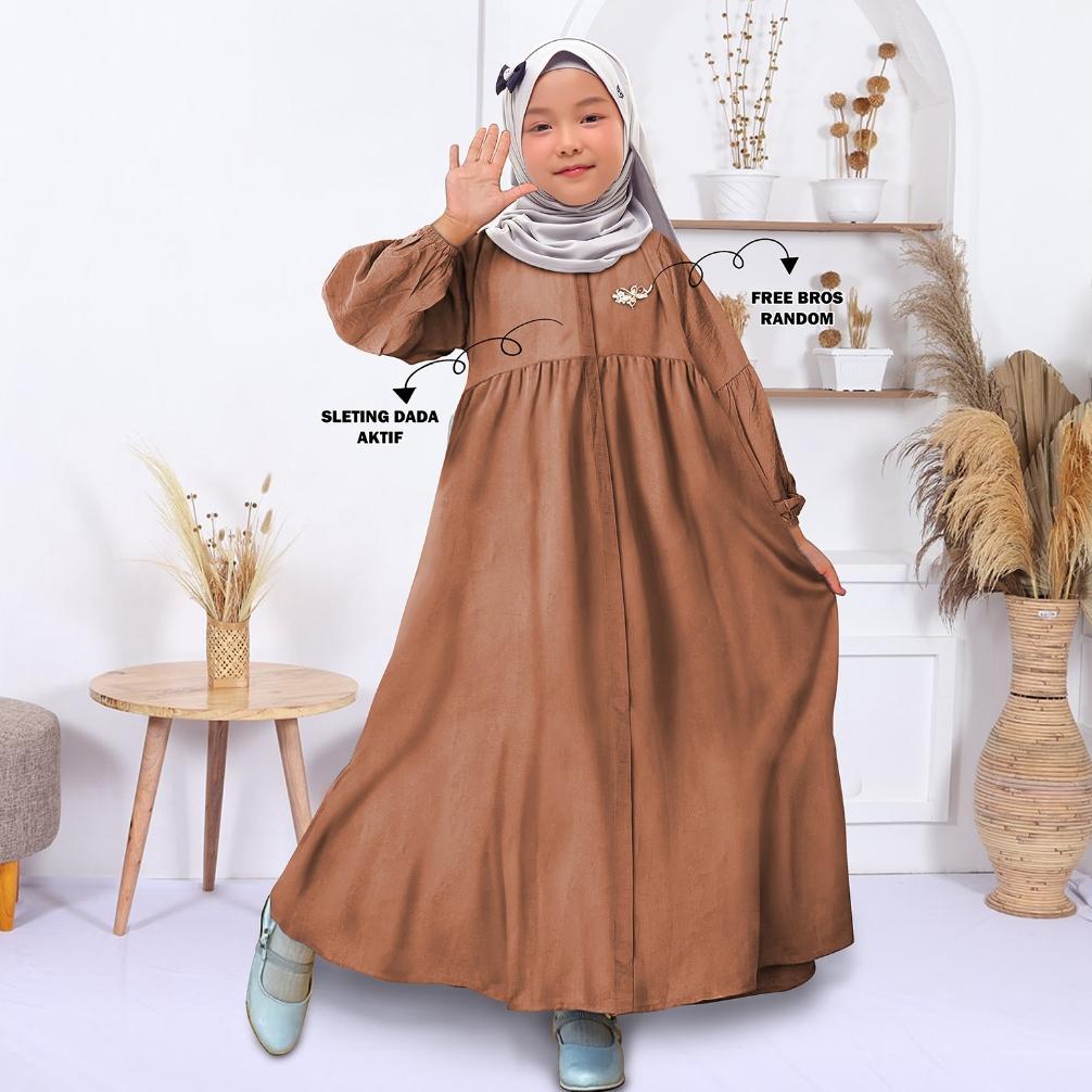 Baju Gamis Zea Isvara Anak Perempuan Polo Linen Bisa Couple Ibu Dan Anak Muslim Dress Cewek Remaja