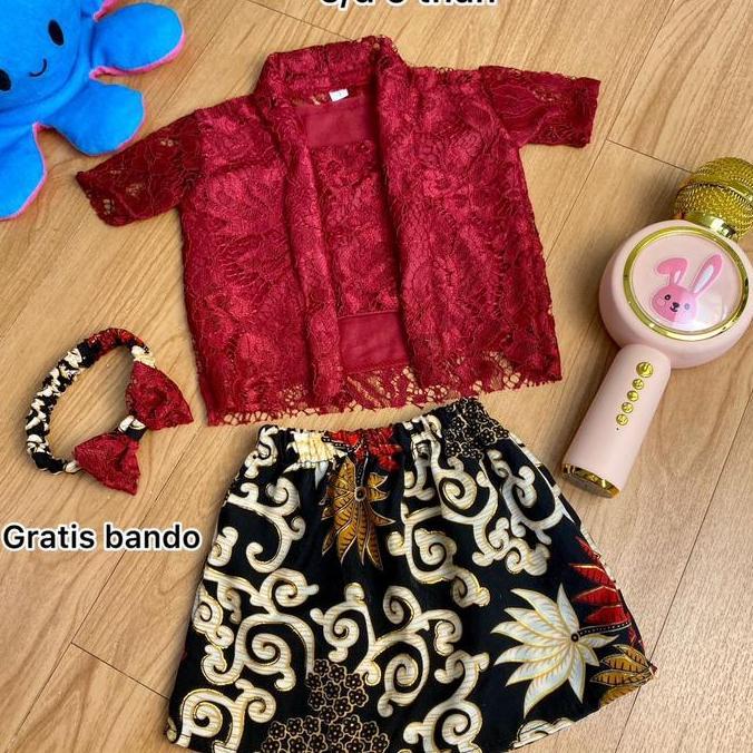 Kebaya Bayi New Born 0 bulan - 5 Tahun FREE BANDO Stelan Kebaya Bayi dan Anak Span Pendek Furing Keb