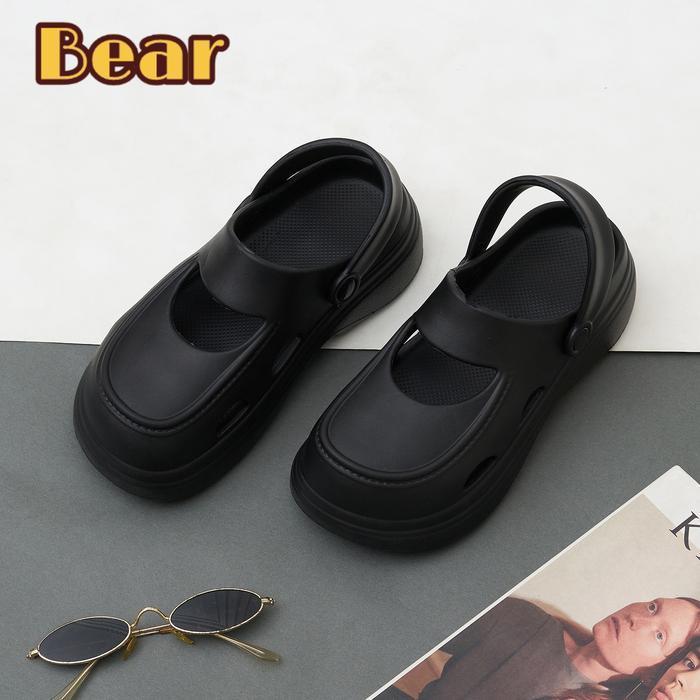Bisa Cod - Bear 2025 Sepatu Sandal Wanita Permata Platform Sandal Slop Cewek Size 36/37 - 40/41 Jell