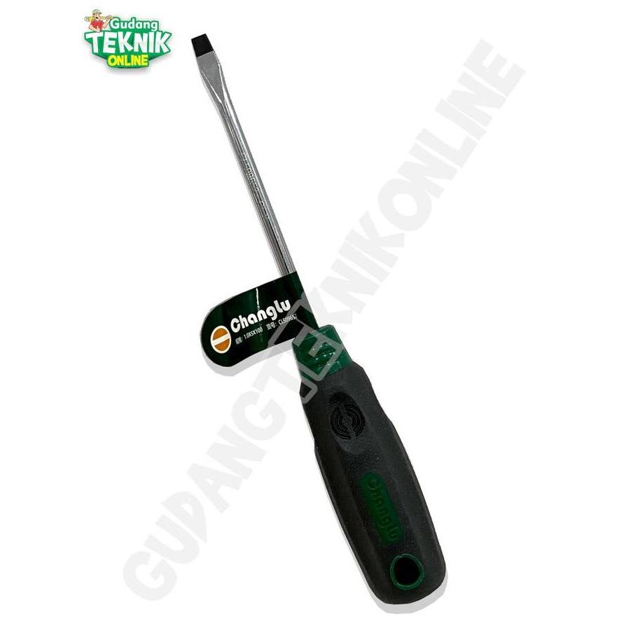 Obeng MINUS CHANGLU 3x100 5x100 6x100 6x150 mm Gagang Karet / Obeng Ples MEN MIN Pipih TPR 3x100mm 5
