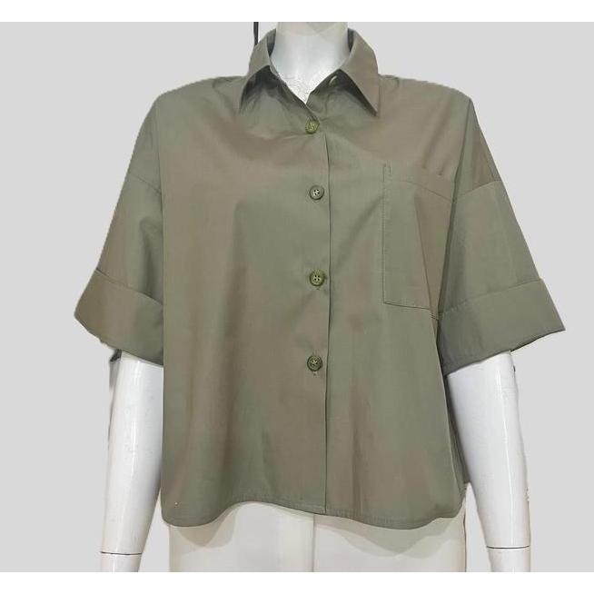 Neu Mor Boxy Neu Mor Boxy Pleated A828 Shirt - Greentea