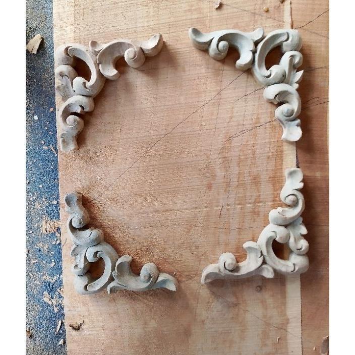 Ukir Tempel Sudut | Ukir Sudut Kayu Jati | Ukir Sudut 10Cmx10Cm | Set Ukir Sudut