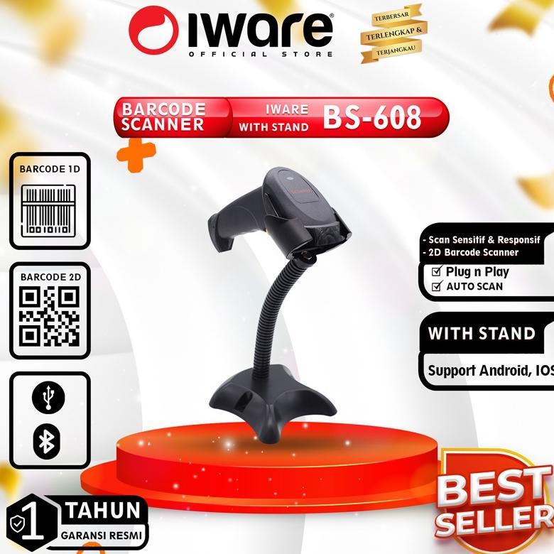 Barcode Scanner 2D iware BS-608BT BS-609BT Android Ios Stand terlaris